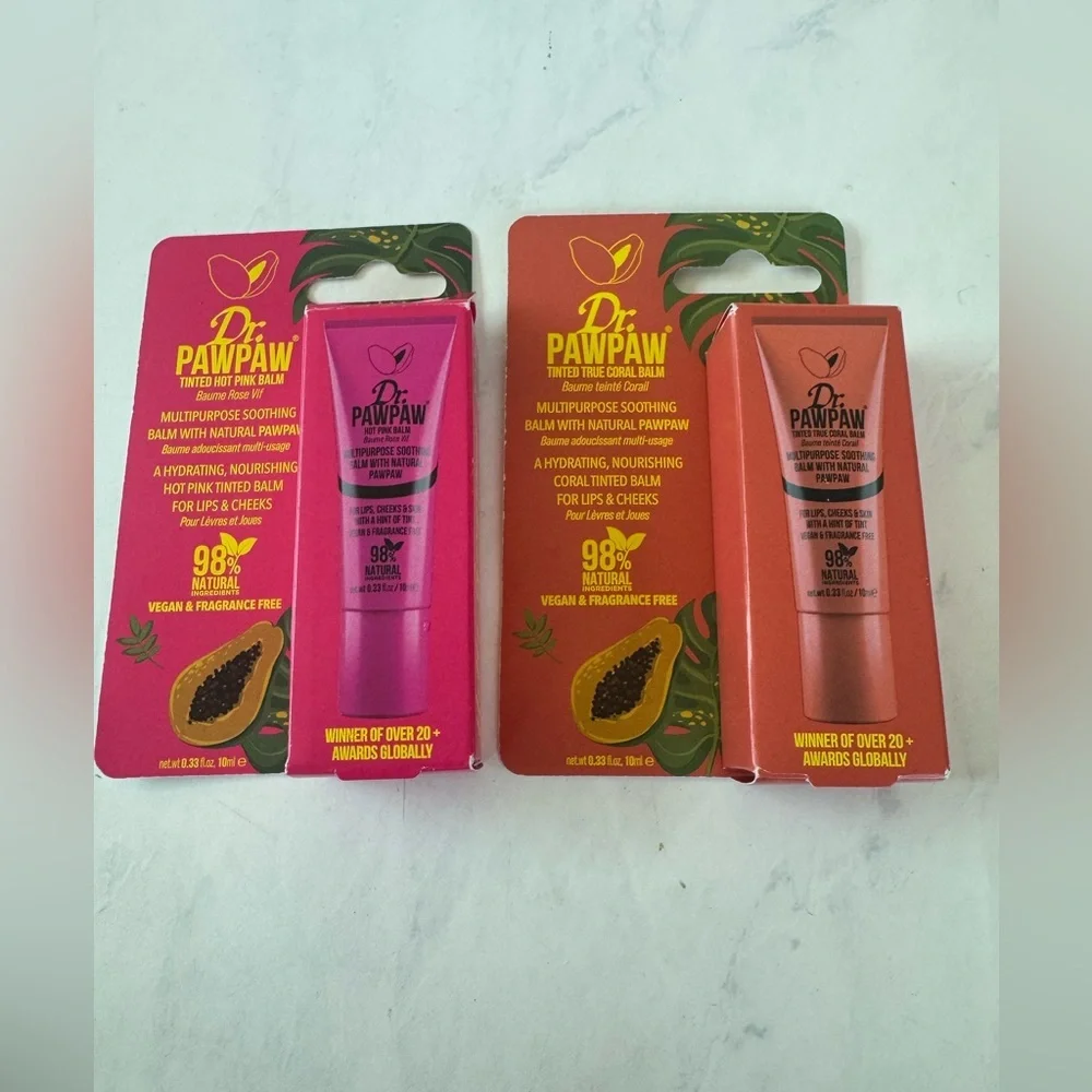 Dr Paw Paw tinted balm - 2 pack- pink & coral for cheeks and lips! 98% natural